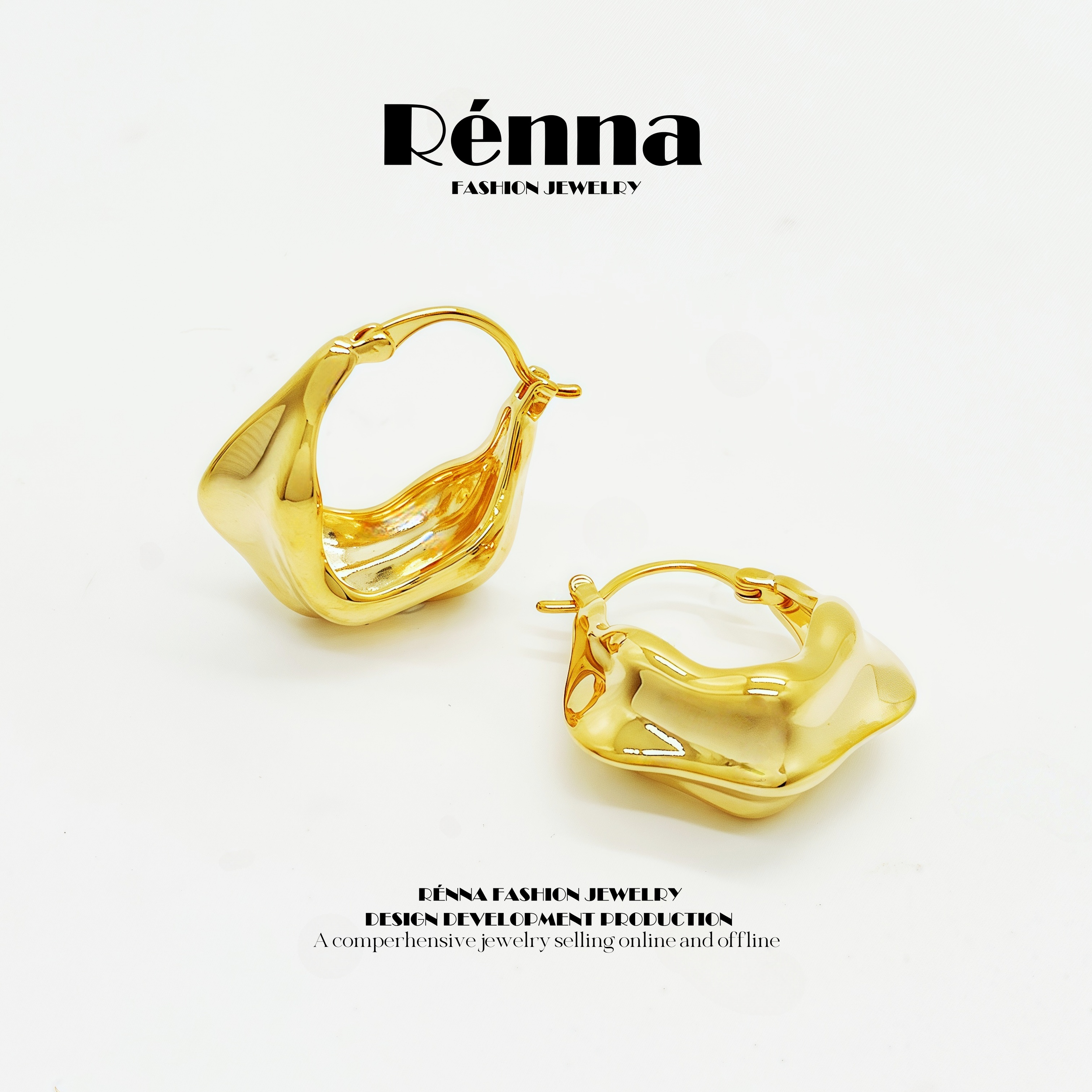 铜合金耳饰 耳钉2025新款爆款金色不掉色耳圈时尚百搭ins冷淡风