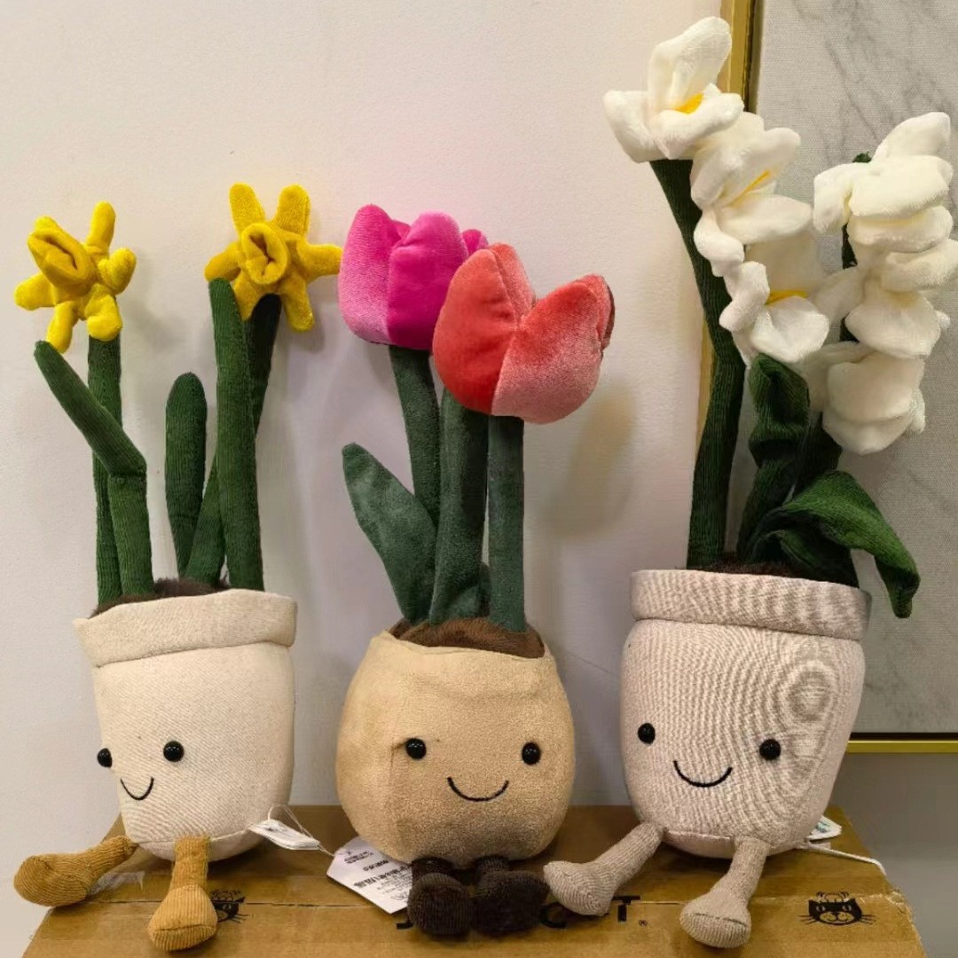 英国盆栽系列毛绒玩具郁金香水仙花大勋花玩偶公仔礼物