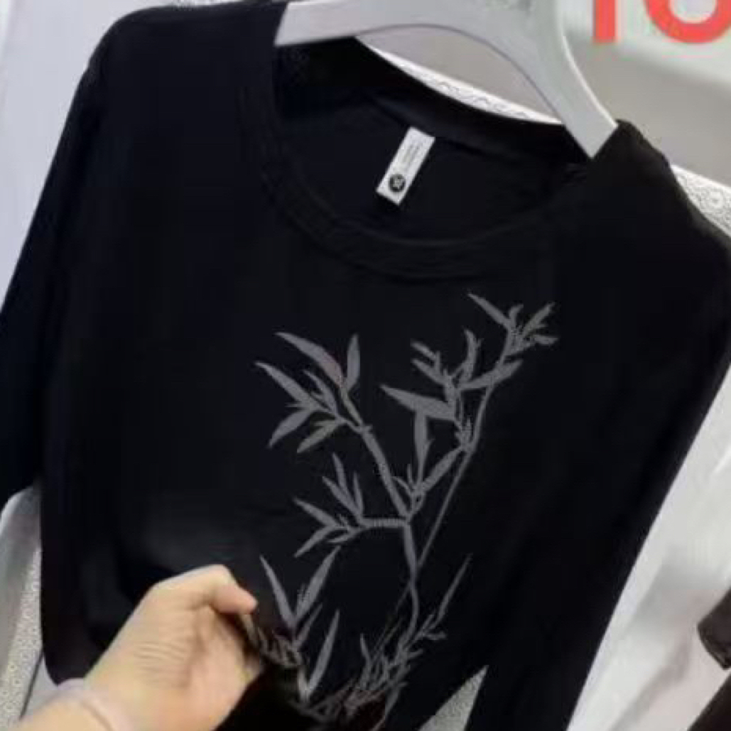 莫代尔竹叶七分袖上衣