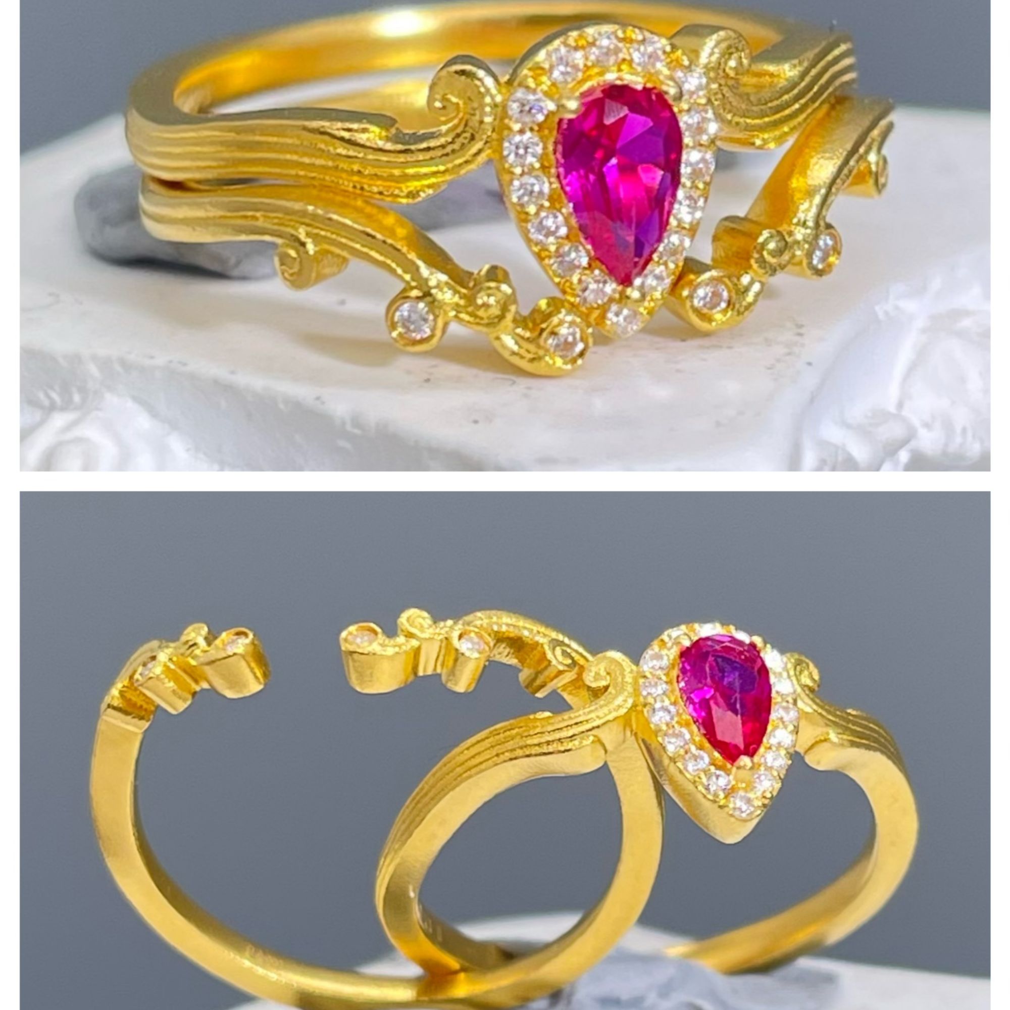 【618钜惠】雾都夜雨--足金999黄金镶嵌戒指5.37克净金重固口