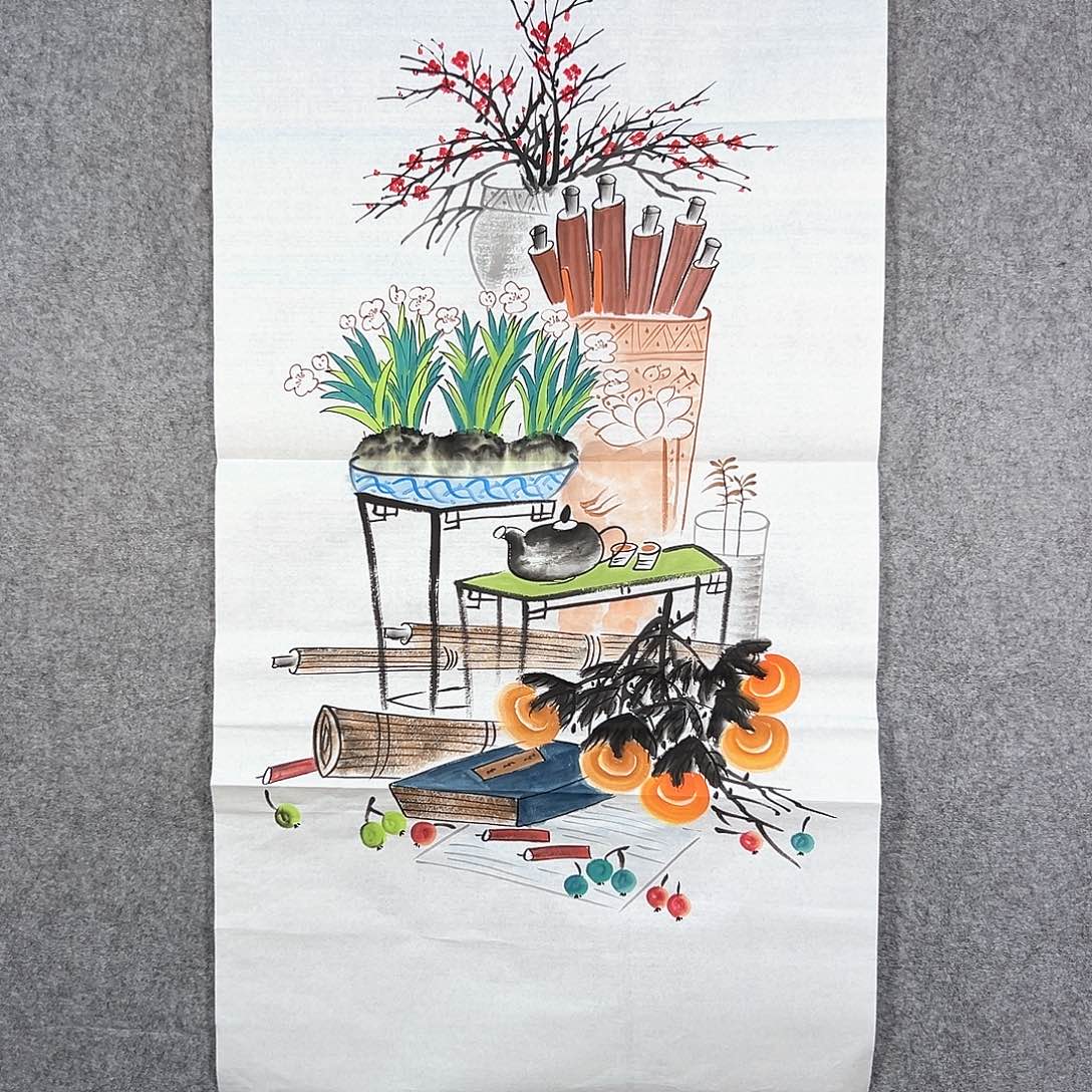 国画432 牡丹之花之叶的颜色与叶