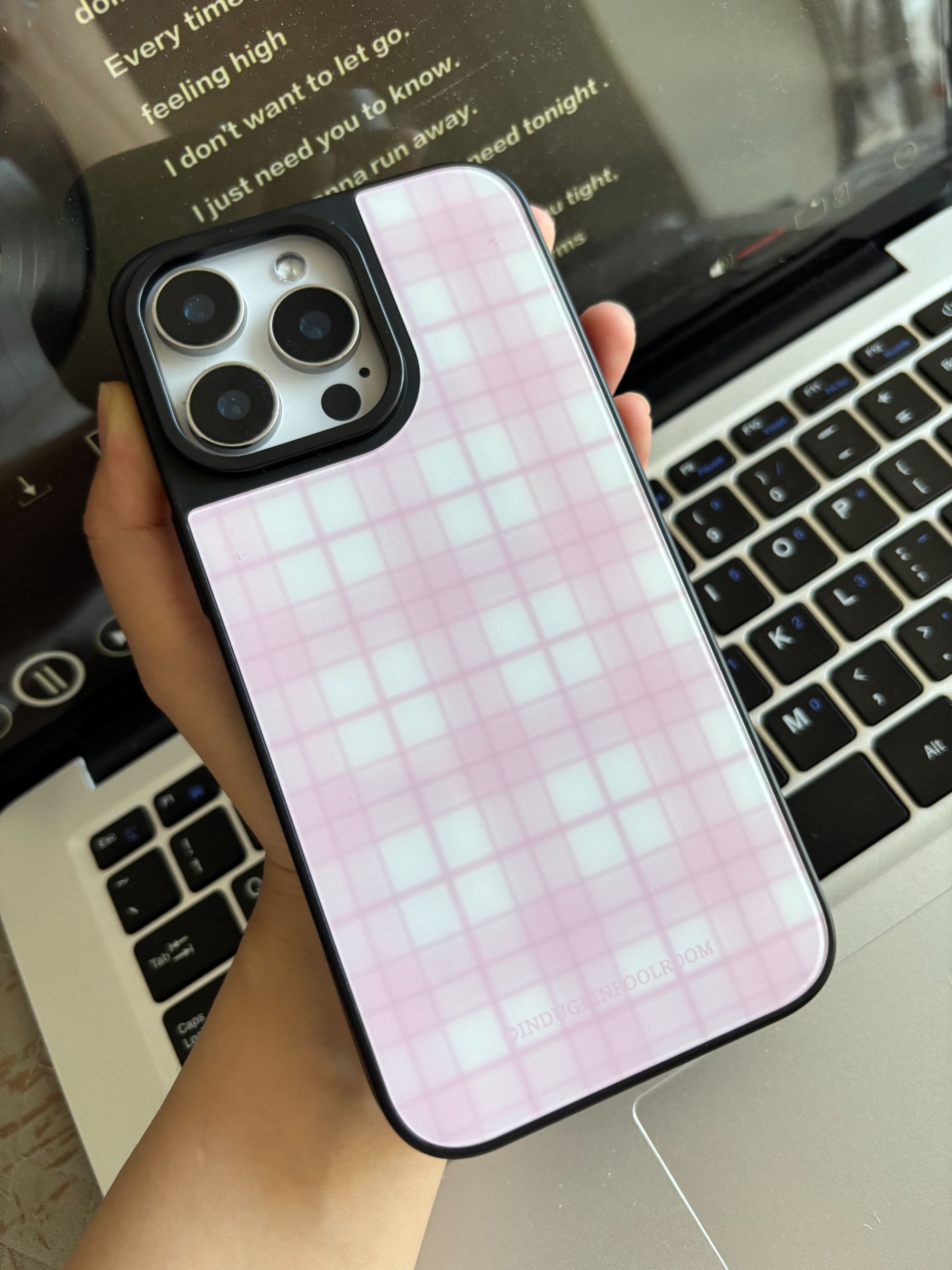 【1002人好评】ins韩国少女粉色格子iPhone16/15promax适用苹果13