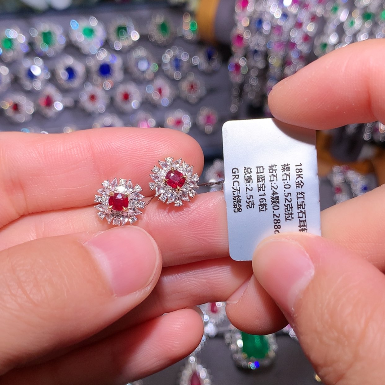 【闪购商品】红宝石耳钉18K金镶嵌