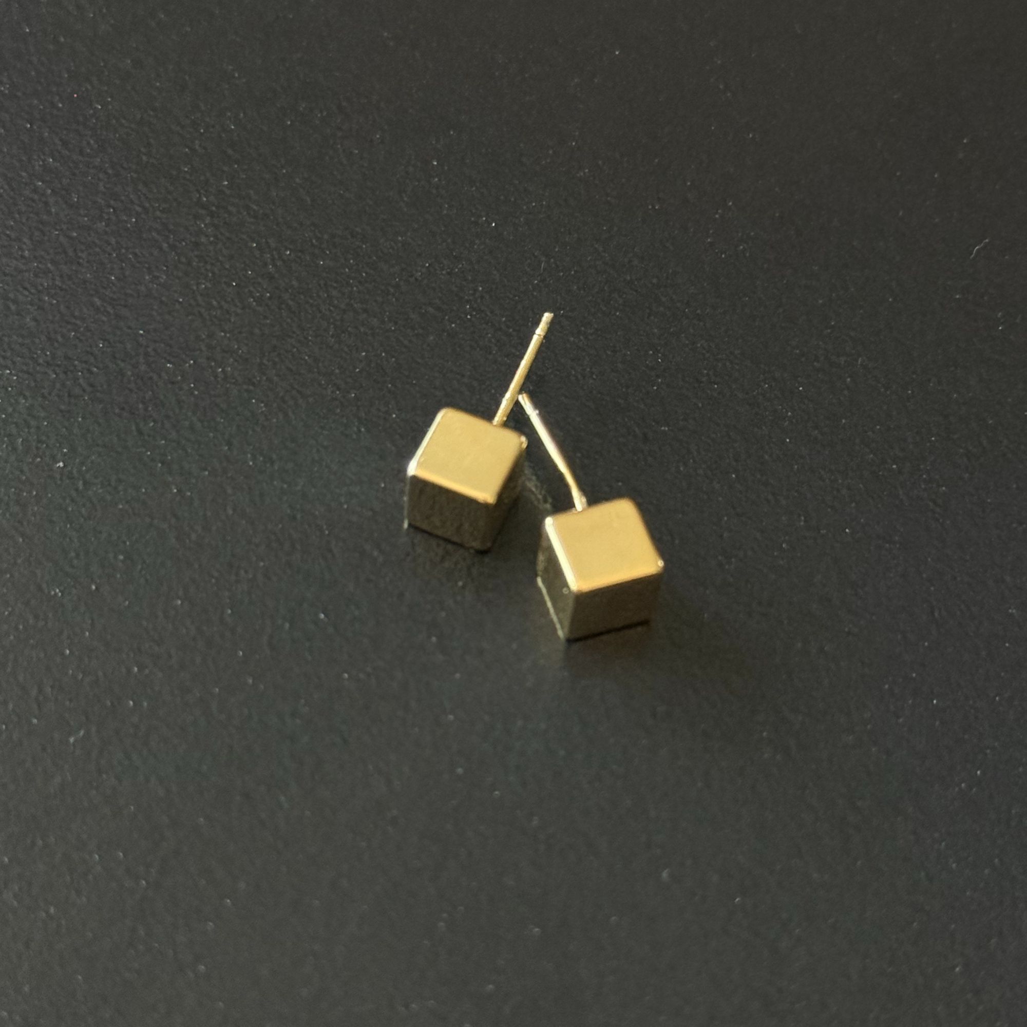 铜合金耳饰 方块耳钉两对 新中式小众设计简约百搭