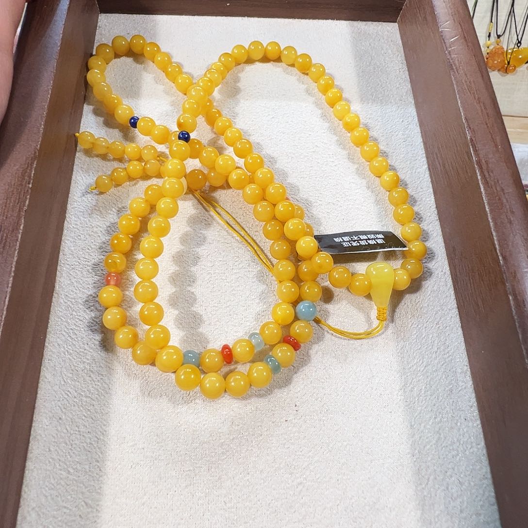 听***』蜜蜡未镶嵌手链蜜蜡6.6mm108