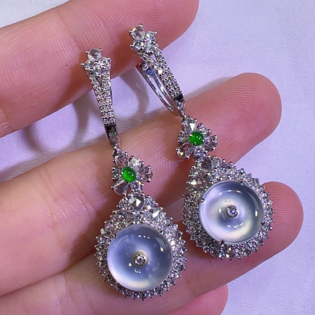 翡翠18K金镶嵌耳饰