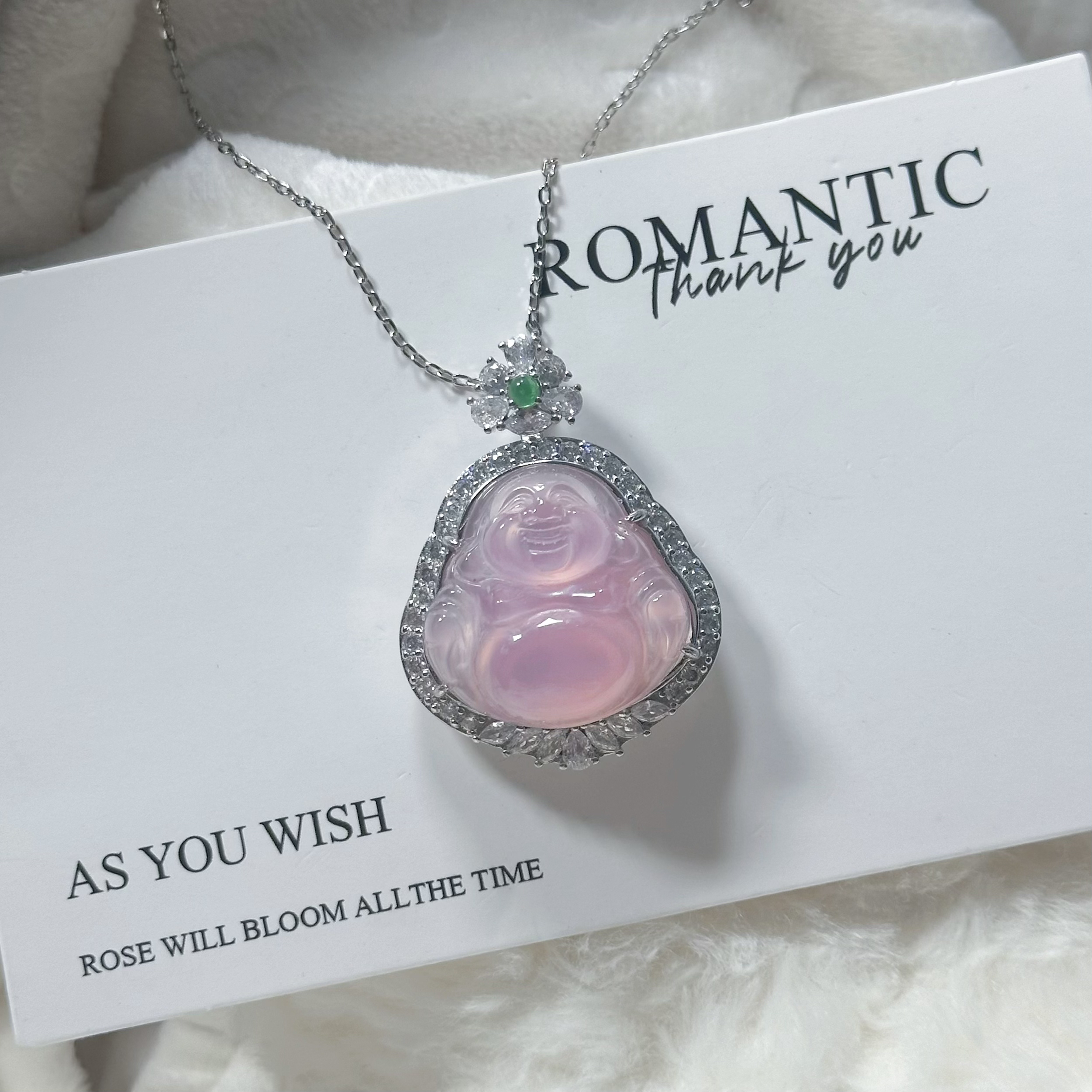 天然冰种玉髓 温柔气质冰粉佛吊坠