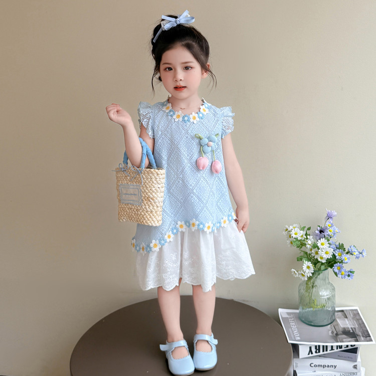 儿童连衣裙女宝宝洋气小女孩棉布裙子小童夏季甜美女童裙子夏款