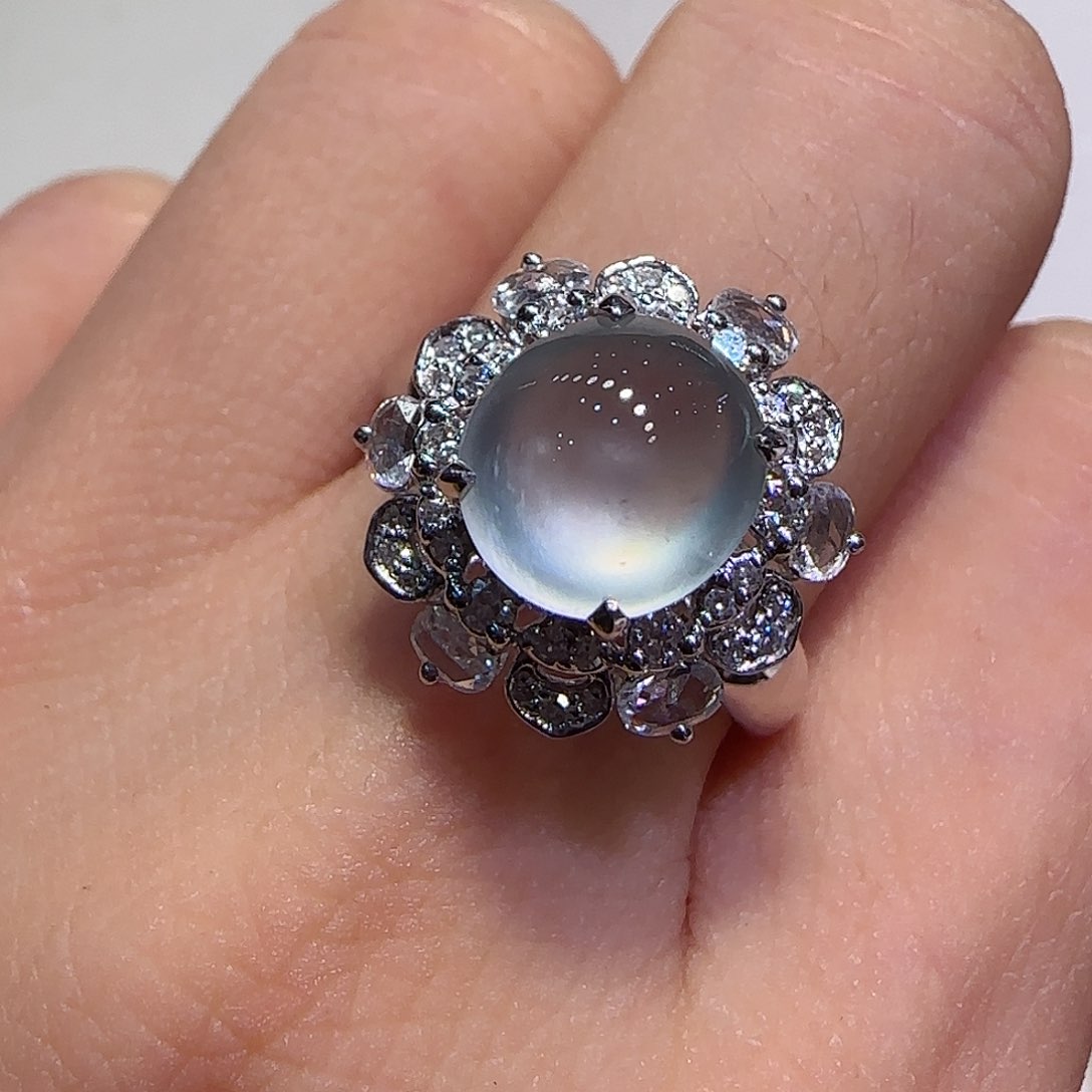 翡翠戒指18K金镶嵌戒指