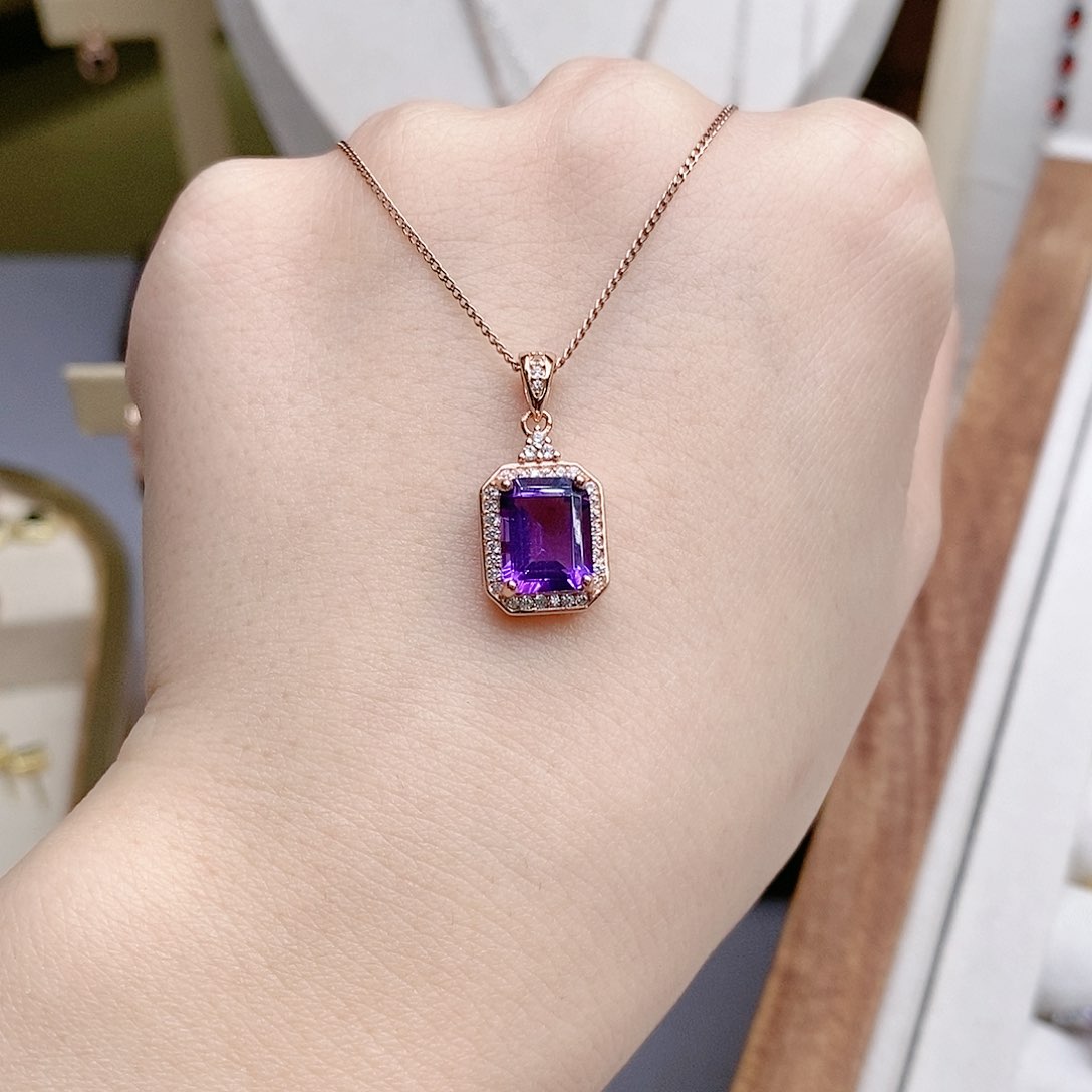 紫晶颈饰银S925镶嵌吊坠