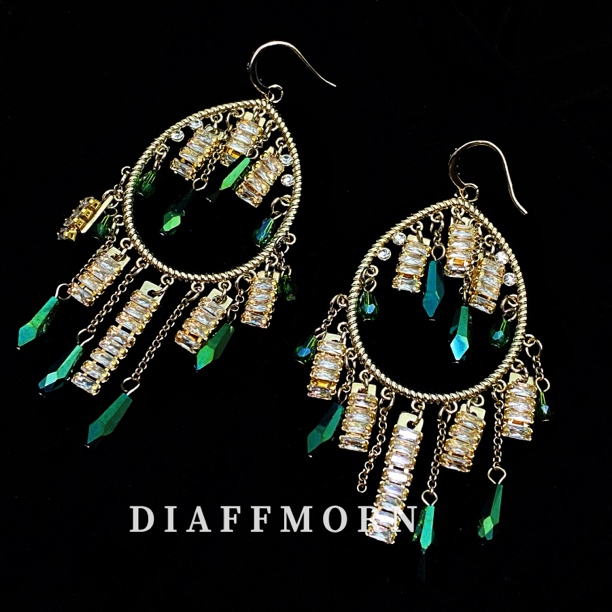 铜合金仿水晶耳饰 YM《摇曳生姿》重工时尚复古轻奢气质耳环