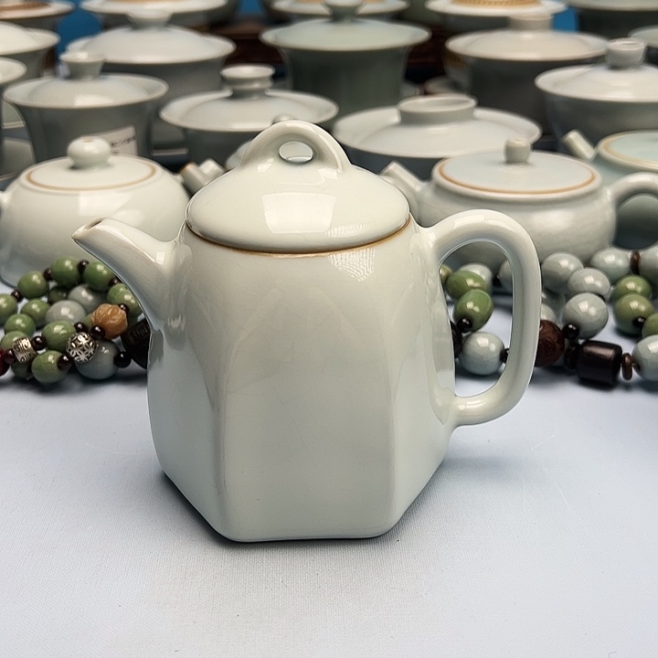 杯微暇月白釉六方秦权壶原矿原釉原产地