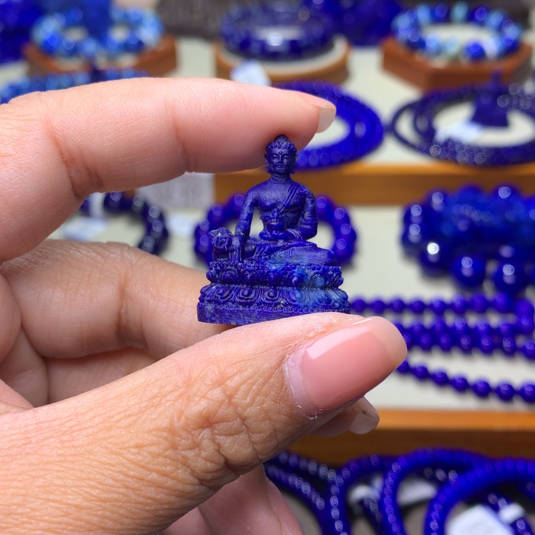 青金石摆件未镶嵌鹤*