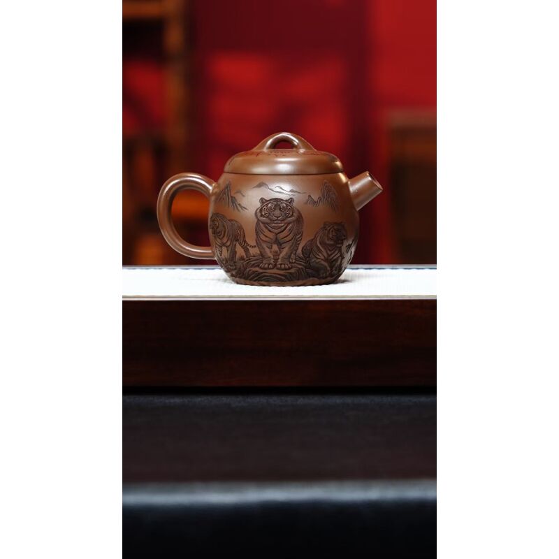 宜兴紫砂 五福文旦壶 明朝土 柳用江h104