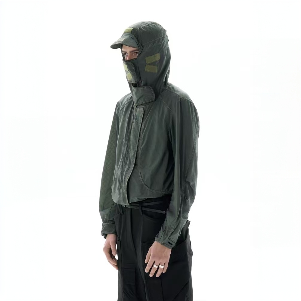 BEVAN UPIUPF100+*松柏绿 多形态剪裁 面罩防晒短款皮肤衣BV2742