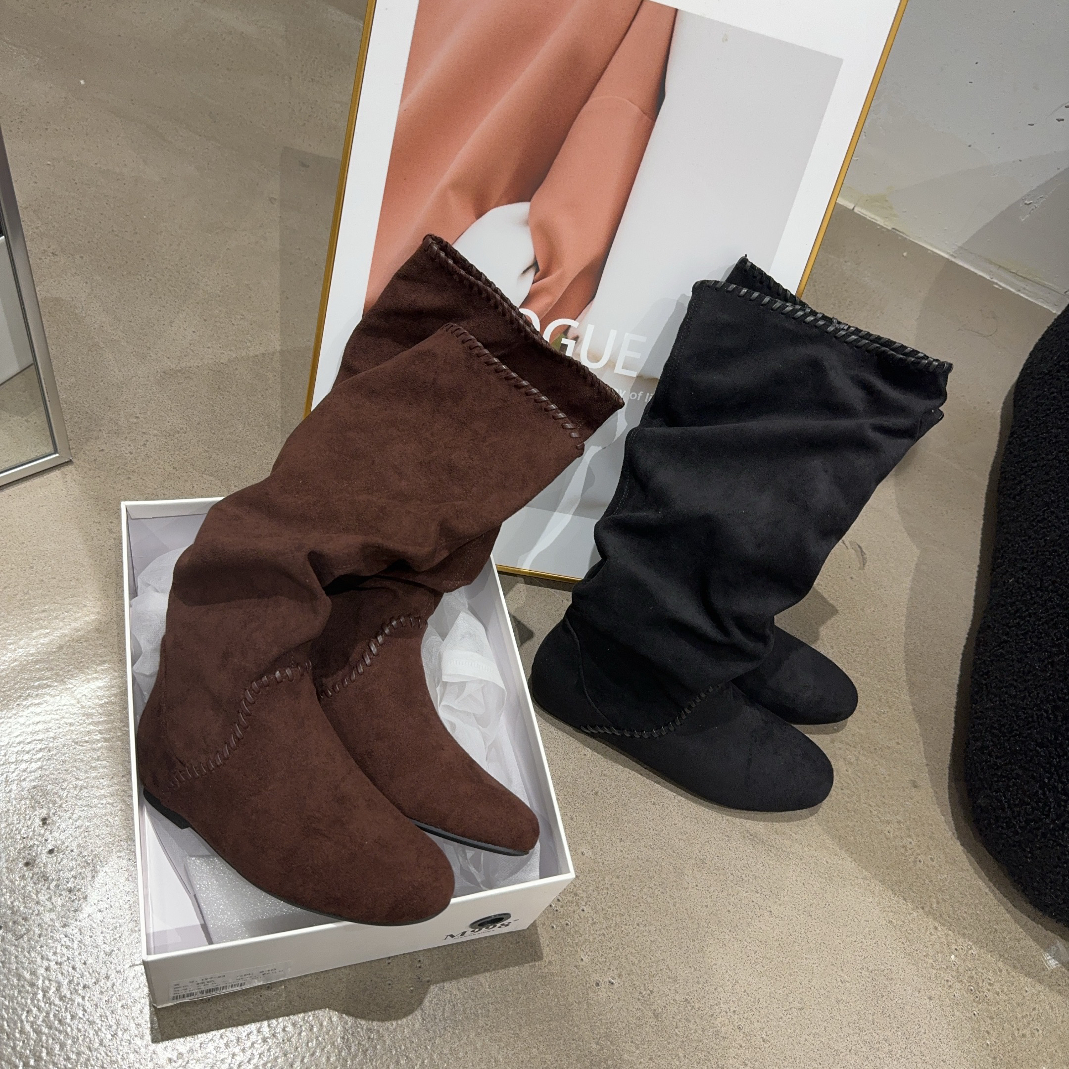 199-23秋季新品女绒面圆头内增高高瘦瘦靴弹力袜靴韩版潮鞋高靴