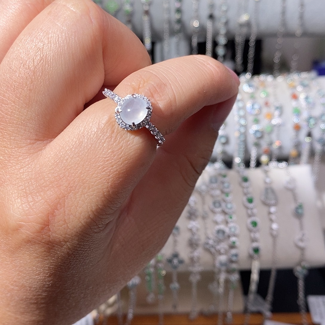 翡翠银S925镶嵌戒指