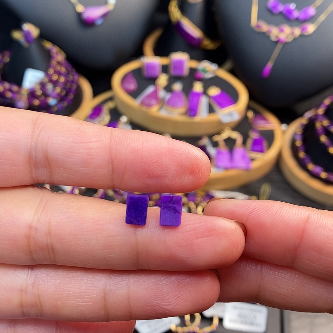 苏纪石（舒俱来）银S925镶嵌耳饰