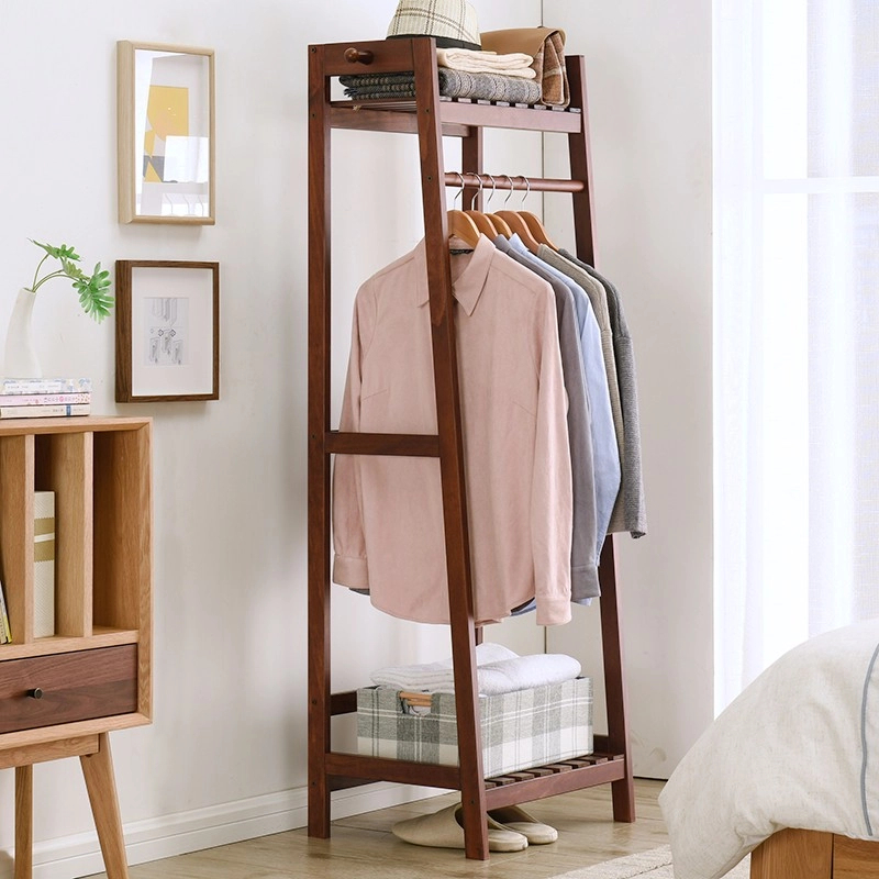 梯形实木衣帽架落地衣架挂衣架卧室衣架简易衣服架立式晾衣架
