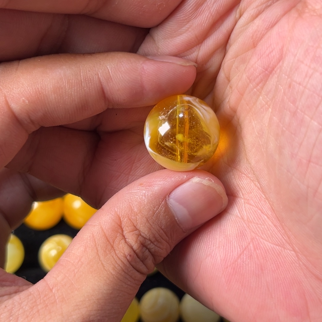 未镶嵌琥珀裸石蜜蜡金瓷白荧光拉丝19.7