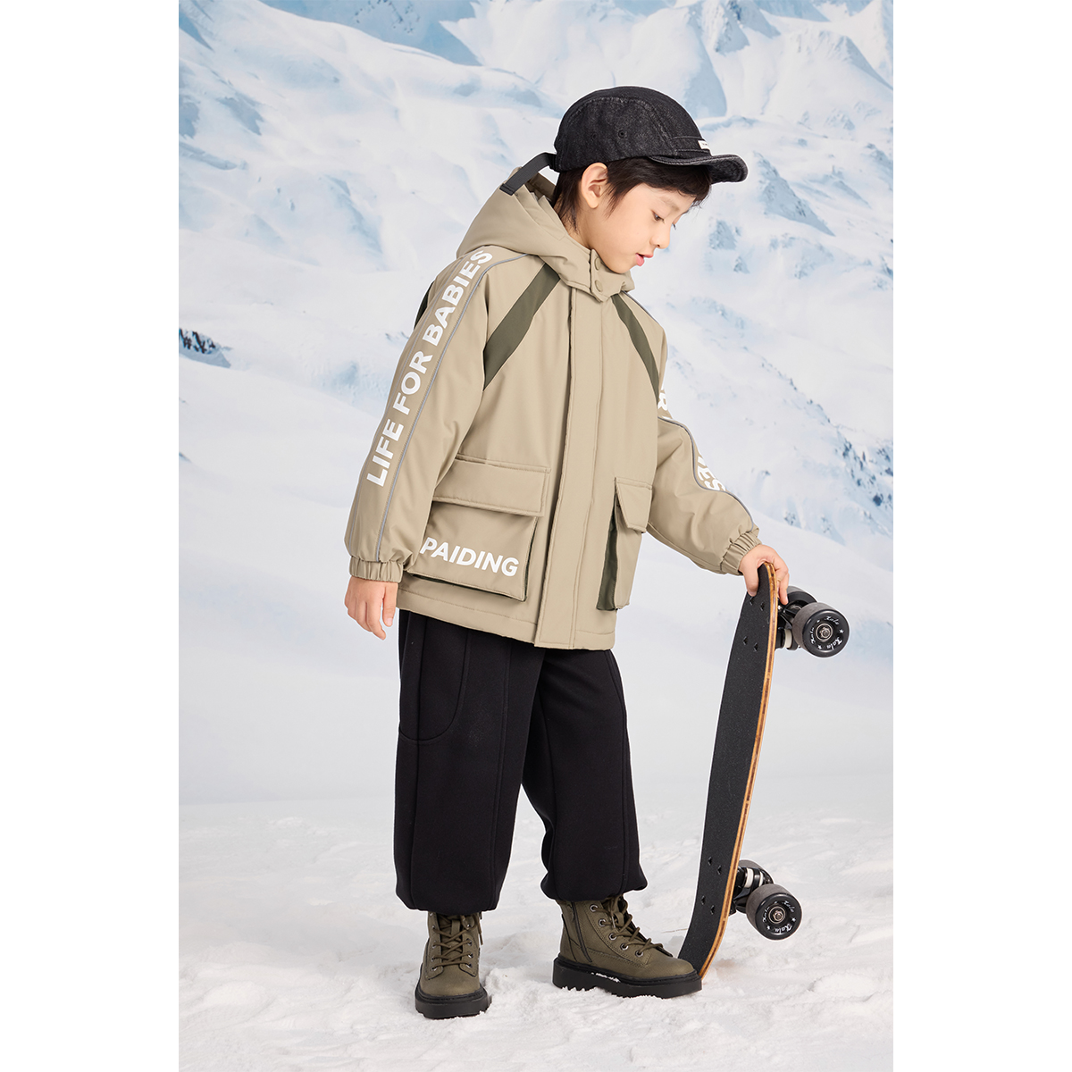 冬装儿童韩版中大童拼接撞色连帽保暖棉服外套WPL4033-wtt3