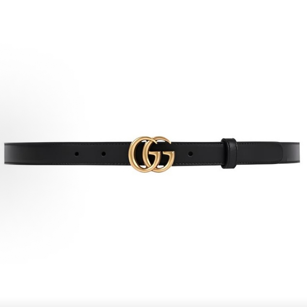 未使用 GUCCI/古驰 （珍西）黑色双G平滑扣 腰带 宽度2/3/4cm