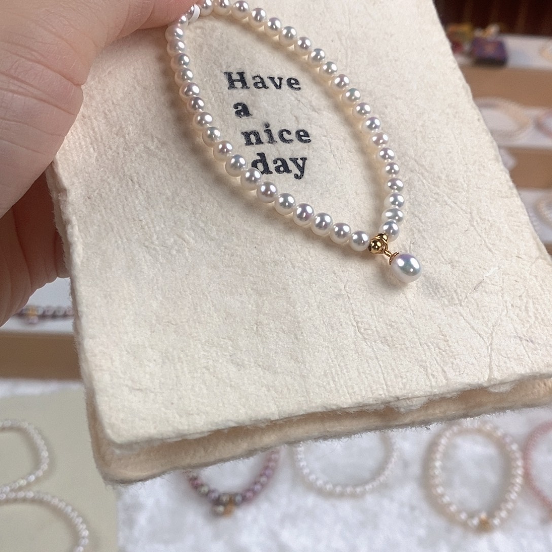 淡水珍珠手绳18K金镶嵌