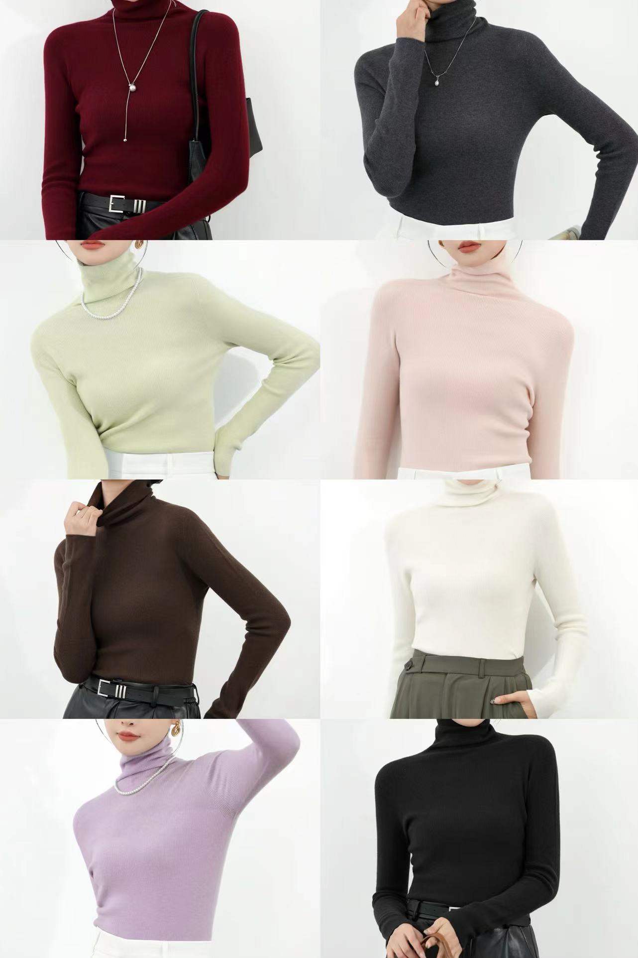 YUANZI-简约 百搭保暖 柔软 高领 堆堆领 （无缝一体）打底