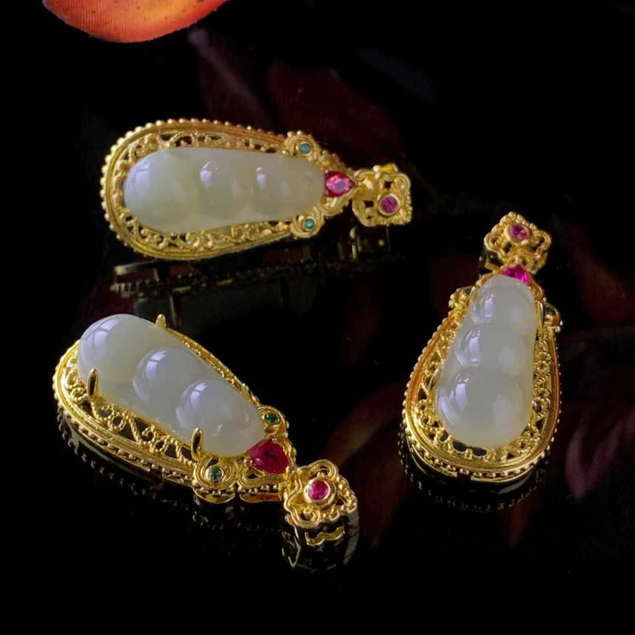 HT4756【任会长珠宝】和田玉豆子吊坠-配链-多样性只发一件