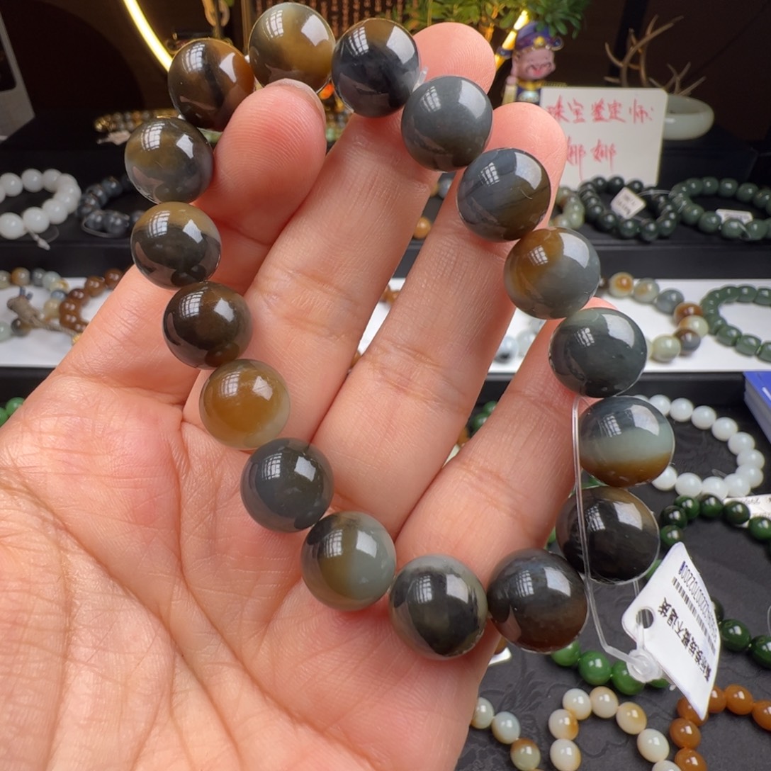 手链未镶嵌和田玉颗颗楼兰三色天花板卡12