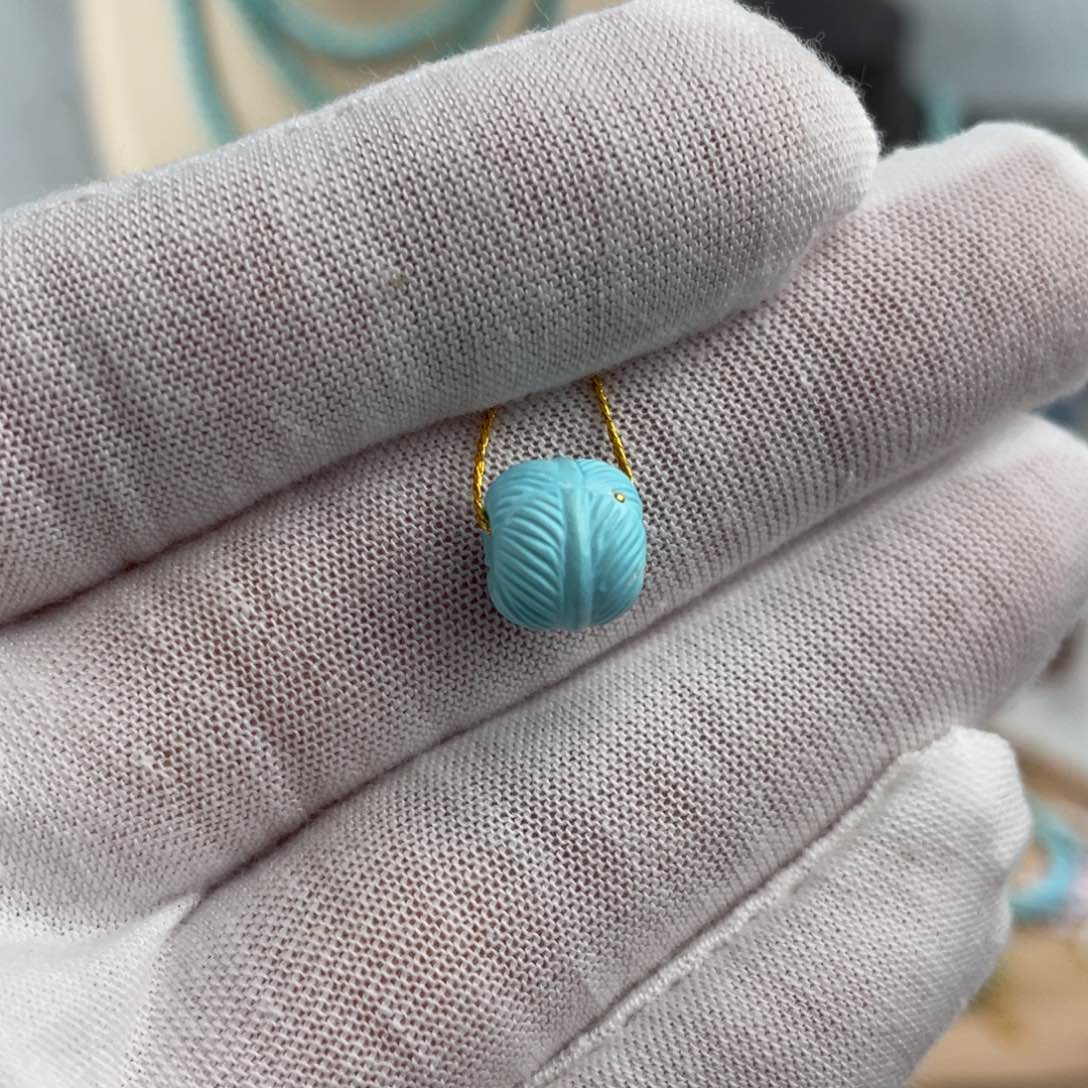 绿松石手链未镶嵌羽毛珠卡9×8