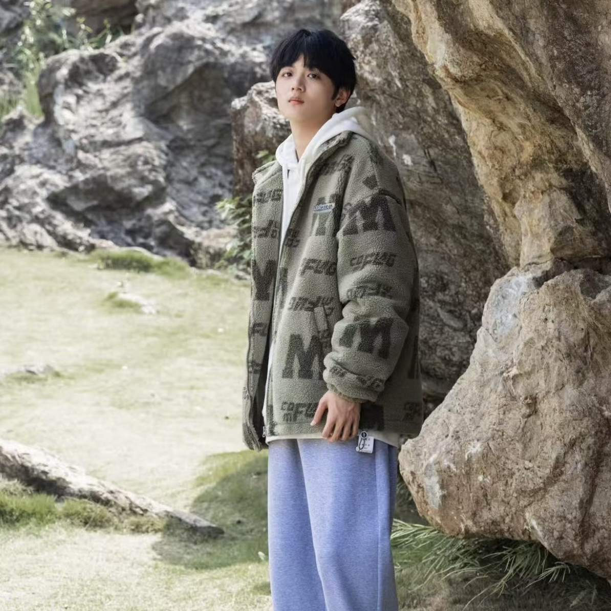 辰阳立领羊羔毛绒棉衣男女同款秋冬季加厚外套宽松潮款外套