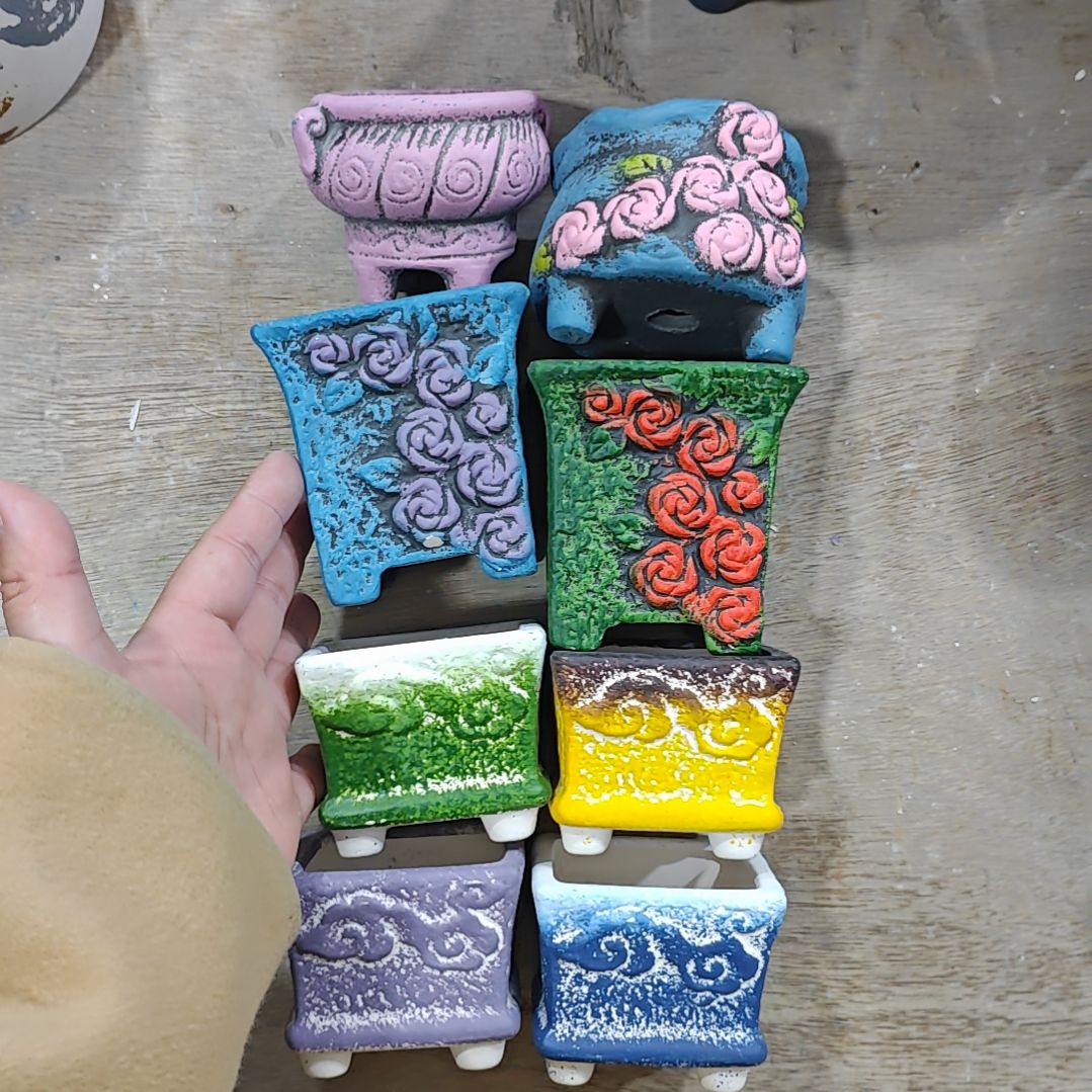 红陶吸水透气的白陶花盆凑满12发货