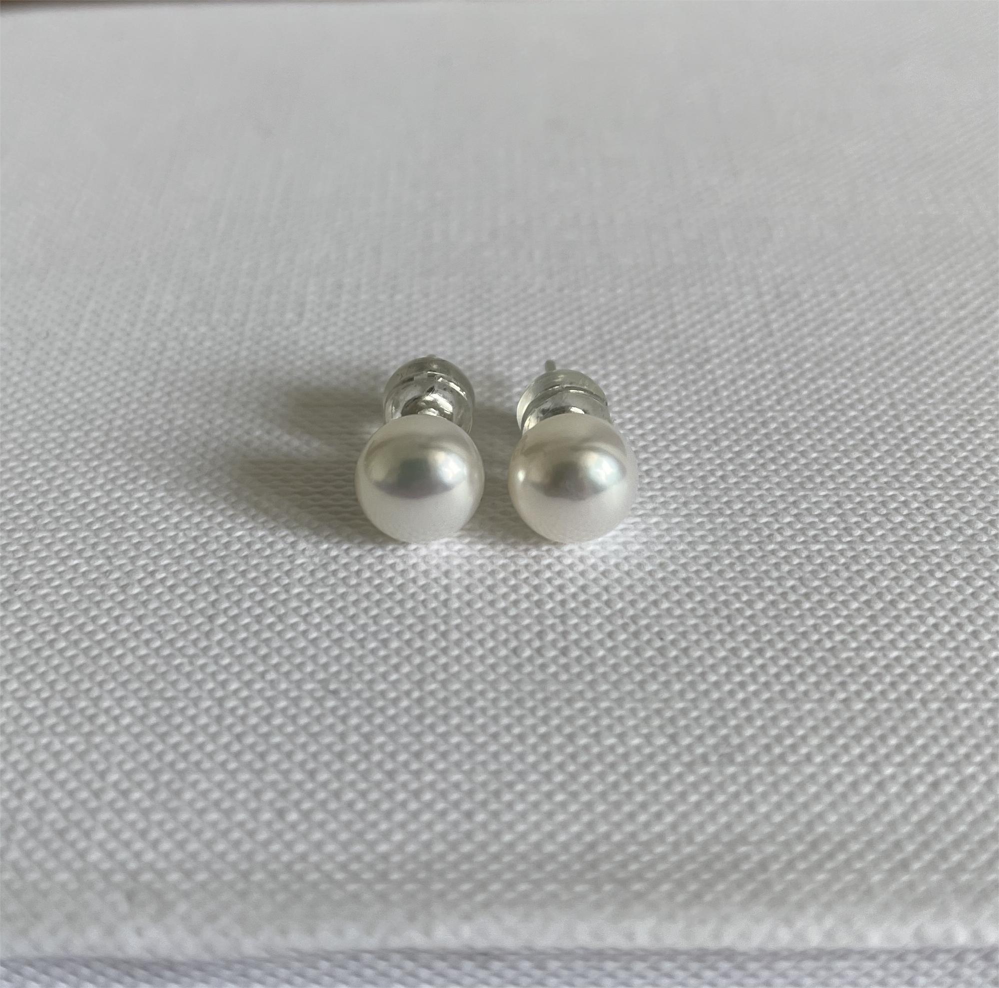 极光珍珠耳钉一对S925银针