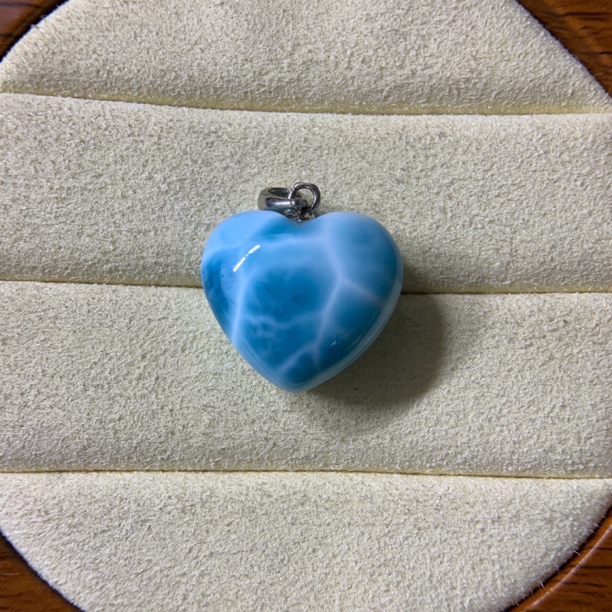 天然海纹石爱心s925银镶嵌吊坠简约百搭时尚收藏款