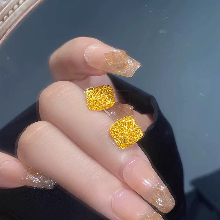 足银耳饰 拉丝方糖耳钉时尚气质女款百搭简约精致