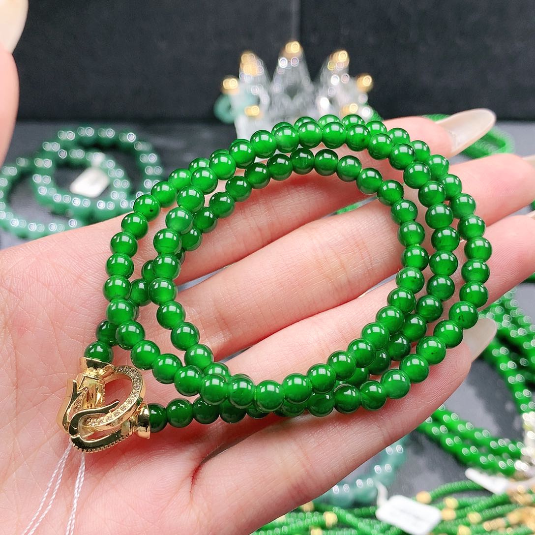 福***雨翡翠未镶嵌手链项链