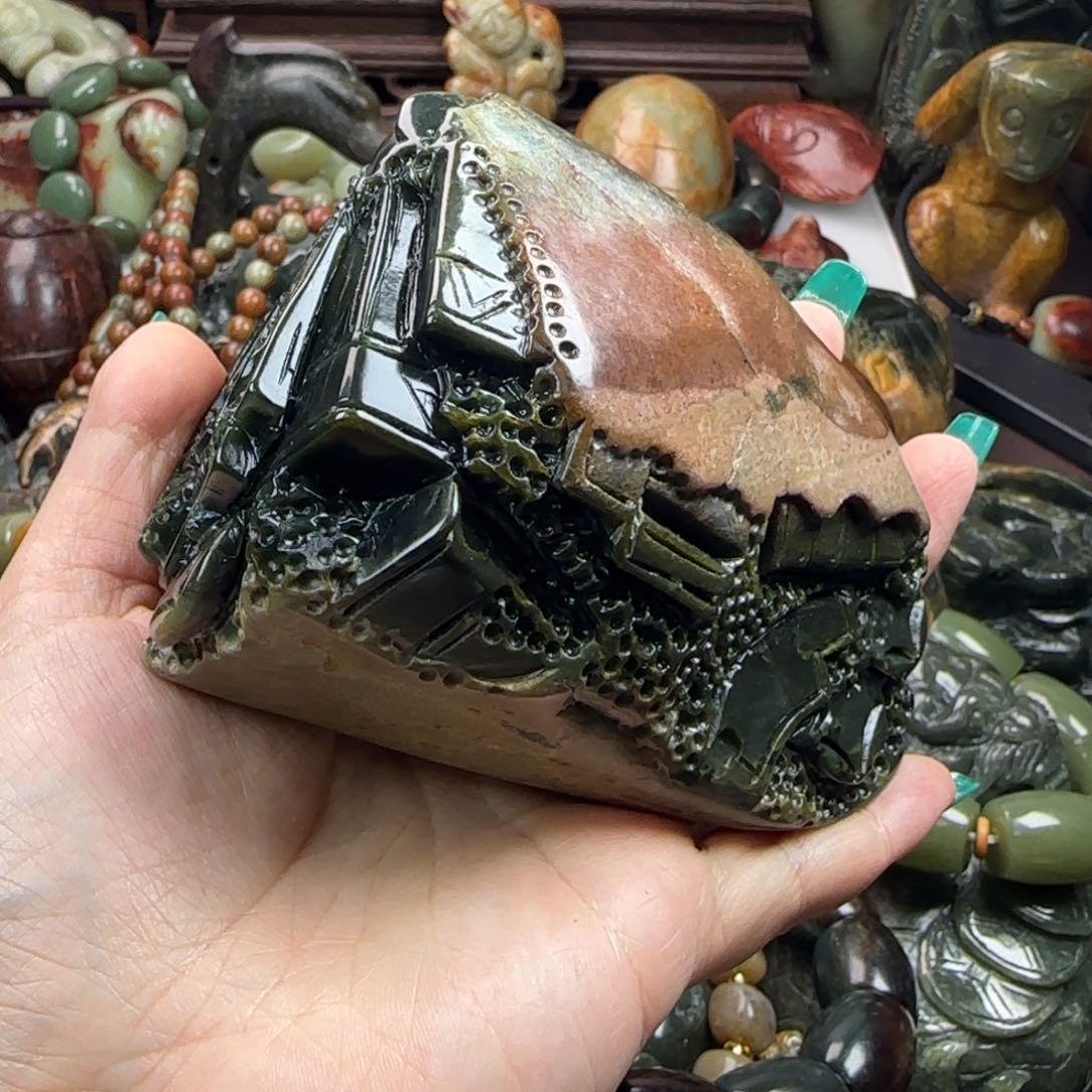 岫岩河磨玉（透闪石质玉）手把未镶嵌