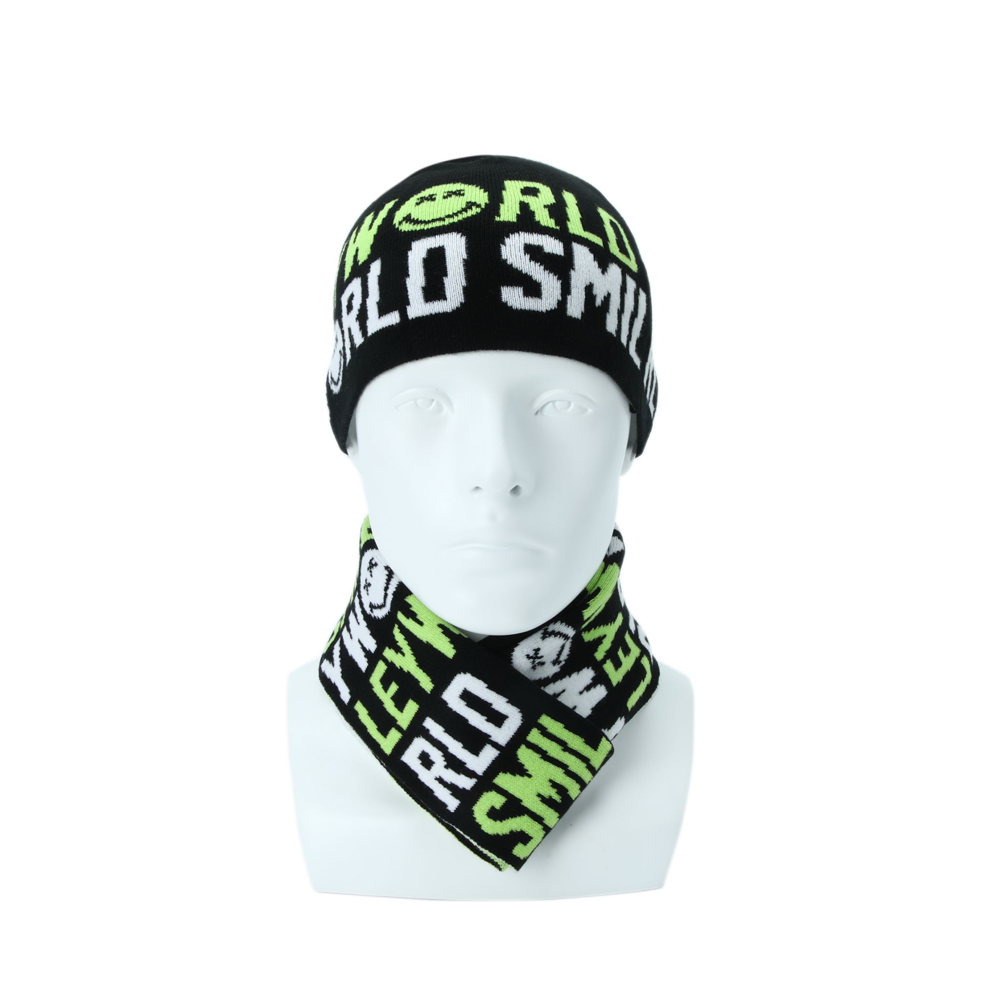 笑脸儿童提花帽子围巾冬季亲子森系套头出游防风帽子保暖骑行围脖