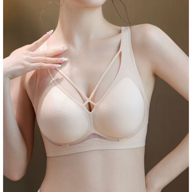 7280【星空杯】性感交叉带无钢圈舒适无痕文胸内衣薄款