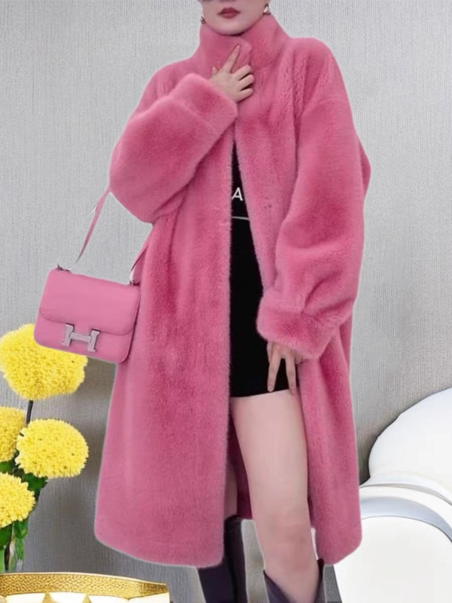 （100公分长）秋冬季欧貂绒精品时尚保暖宽松女装外套