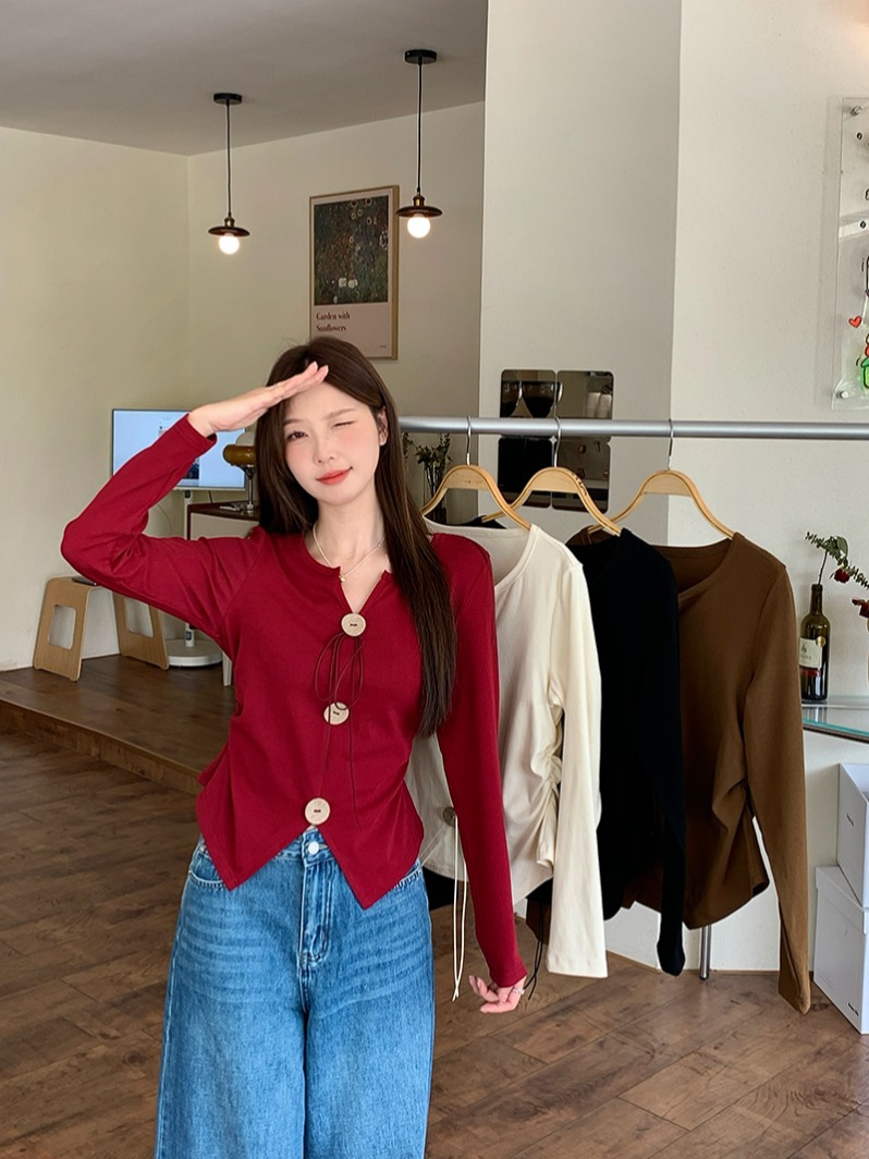 2025秋装新款胖mm大码女法式减龄设计感修身显瘦长袖上衣A0857