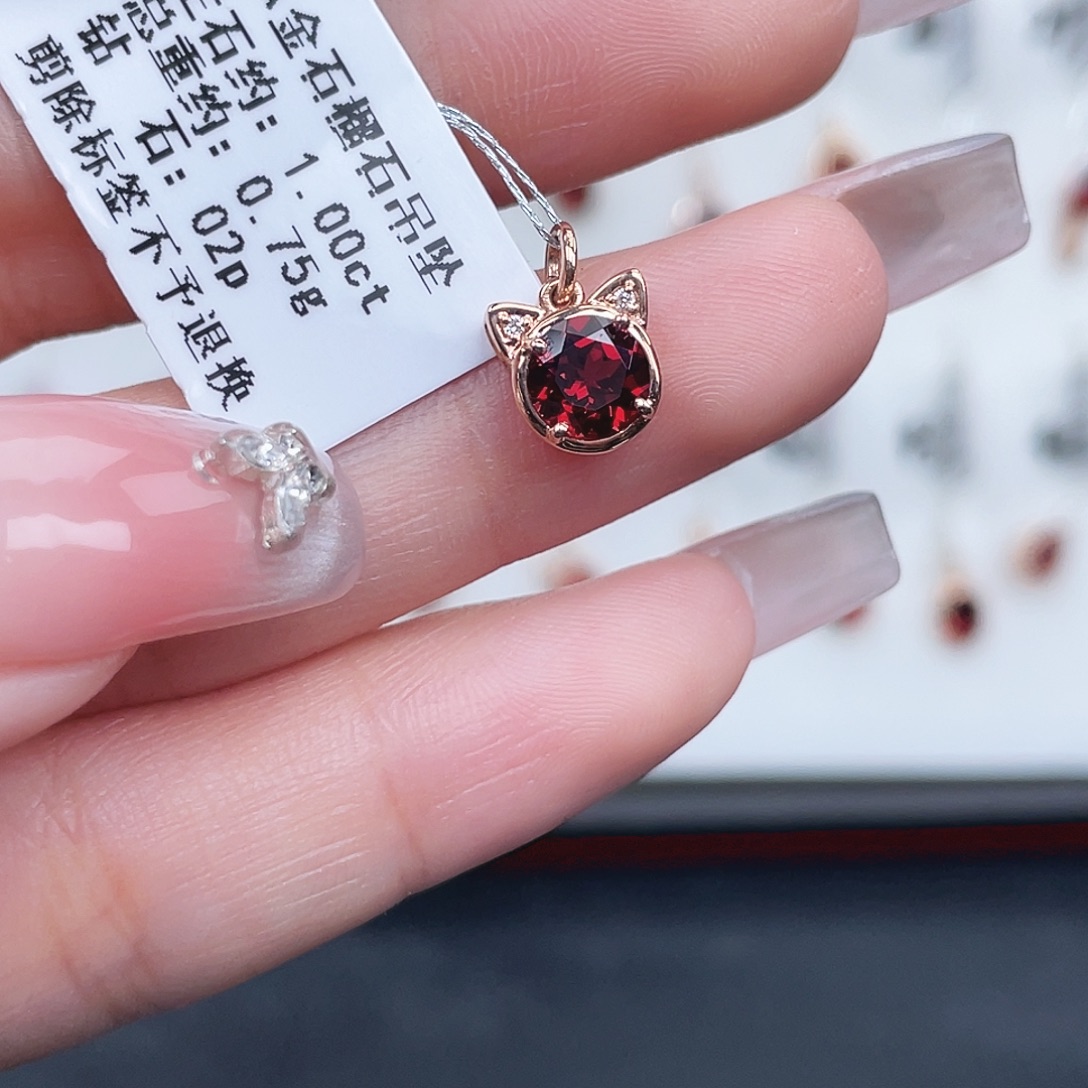 吊坠(不含链)石榴石18K金镶嵌