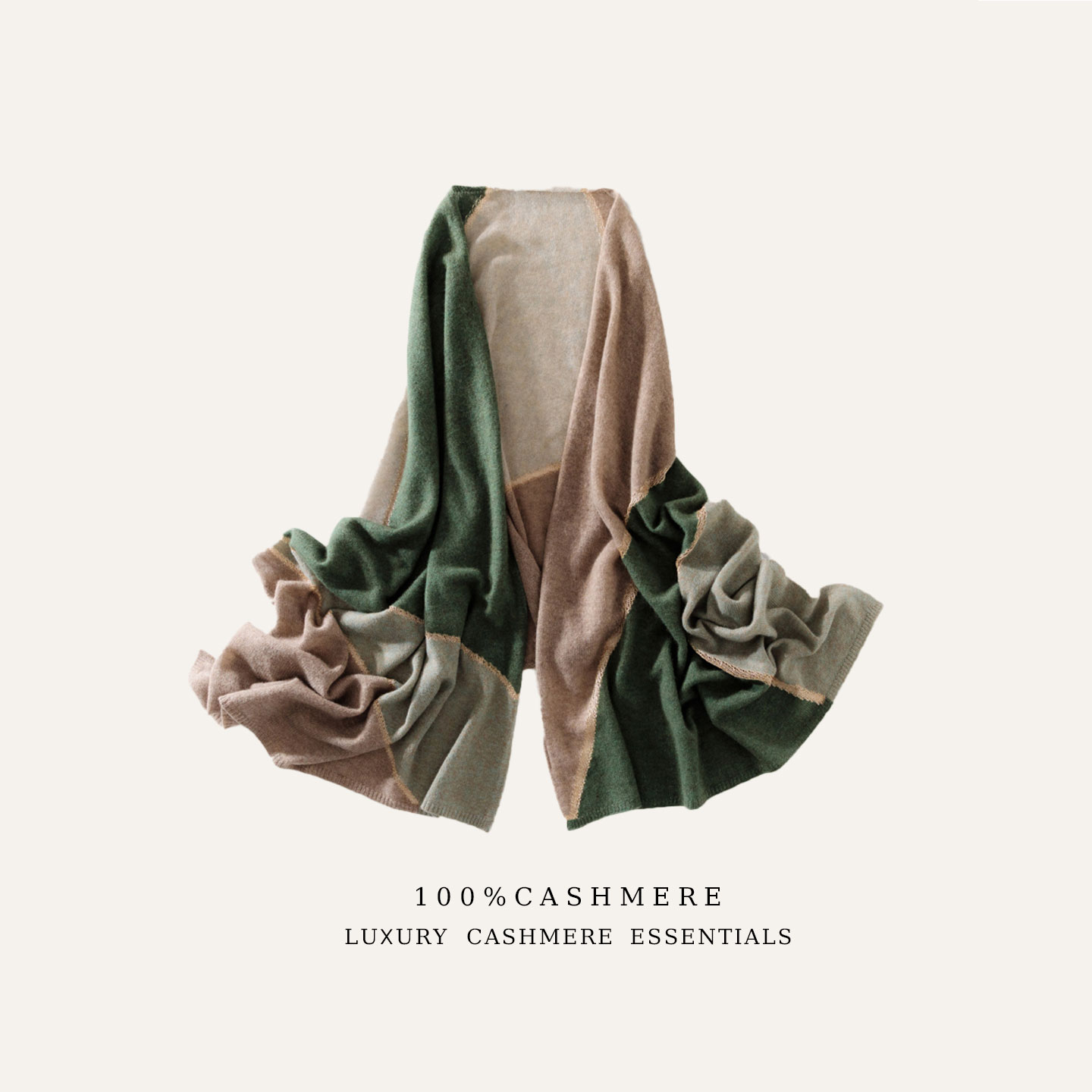 100%山羊绒围巾女士针织斜角小披肩撞色领巾百搭保暖护颈围脖