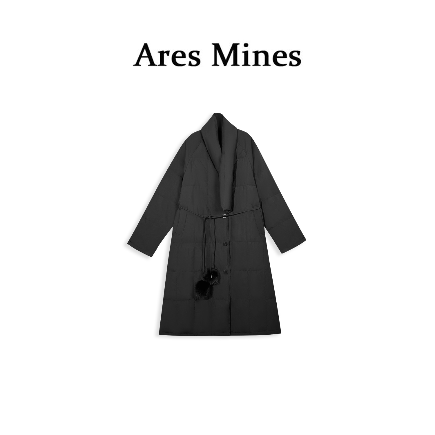 【盛朗熙Ares Mines】轻都之旅 腰带宽松中长款保暖90羽绒服外套