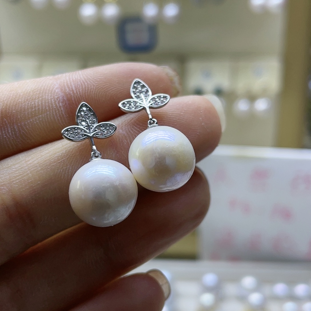 淡水珍珠耳饰银S925镶嵌