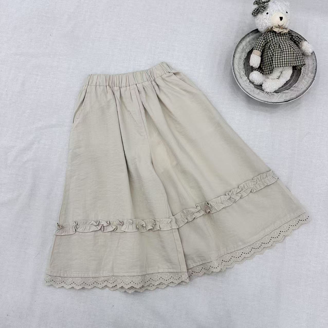 〖姐姐家〗2025夏款萌娃穿搭交口花边直通裤q28389