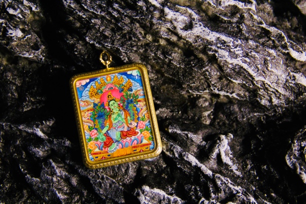 纯手绘绿度母唐卡