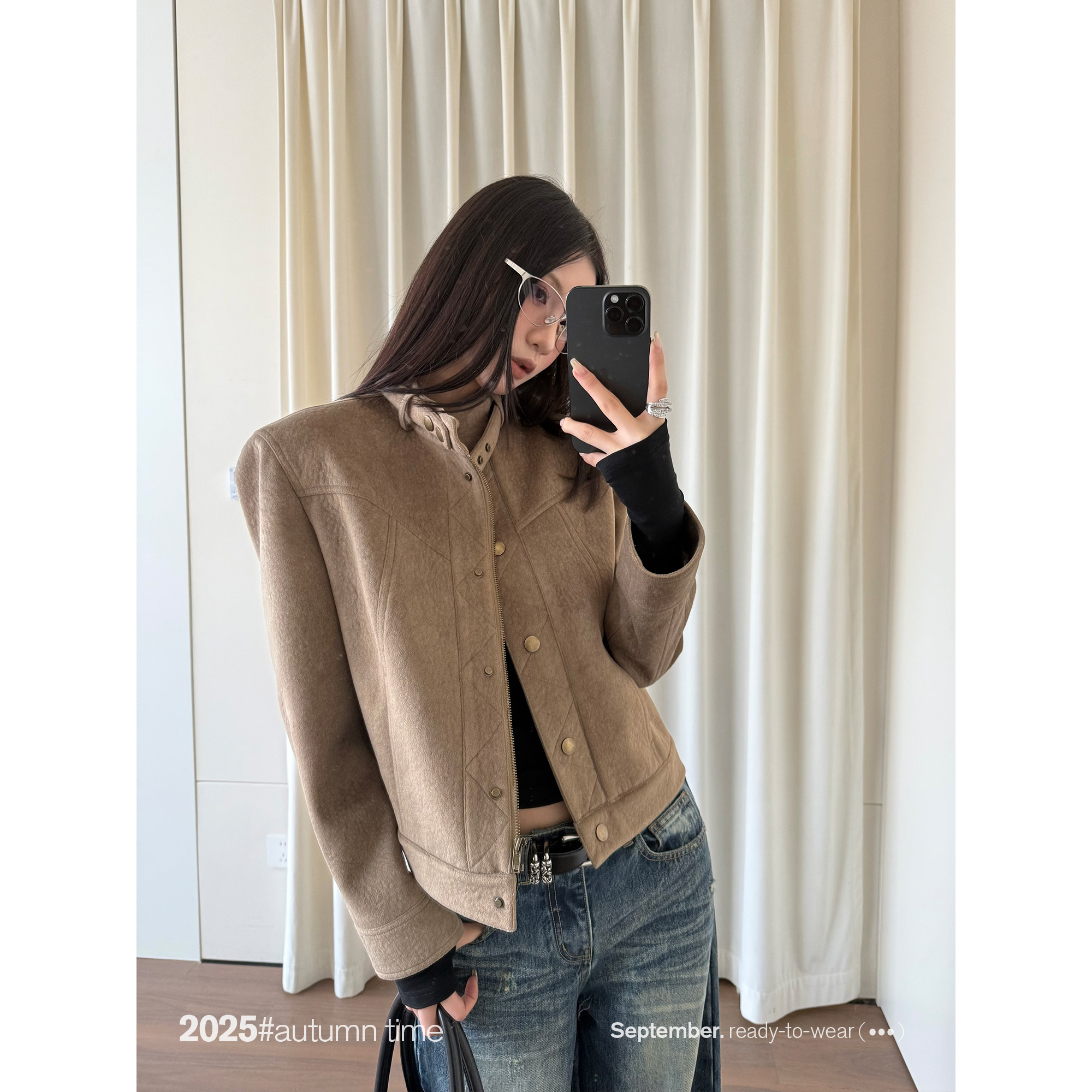 SUNONEONE 【绒月弥香】秋冬时尚立领绒感加厚短款外套女 D0371W