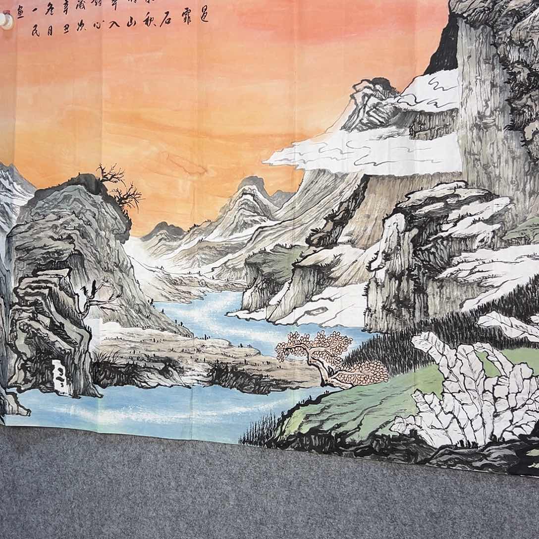 国画655 花鸟在树丛的顶端鸣叫叫声响